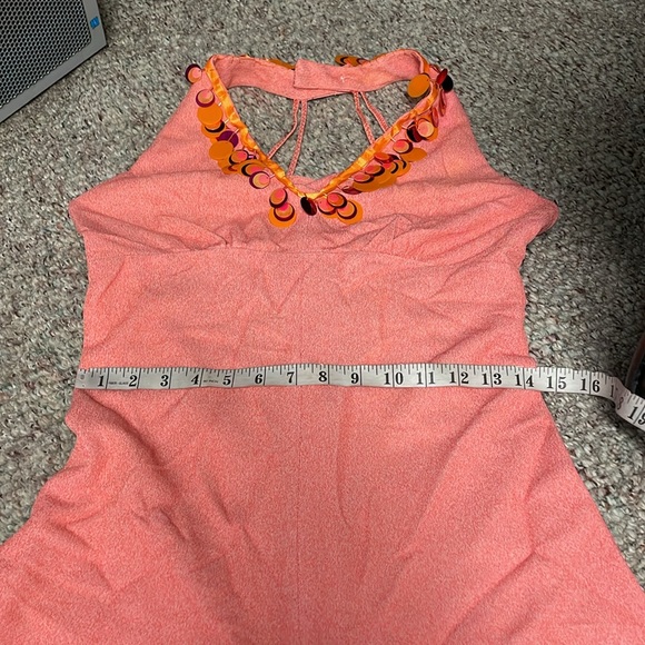 Vintage 70s poly ultra wide leg bell bottom jumpsuit with metallic disc neck - Picture 6 of 13